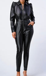 Load image into Gallery viewer, The Veronica Vegan Leather Jumpsuit
